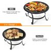 22 Inch Steel Outdoor Fire Pit Bowl With Wood Grate