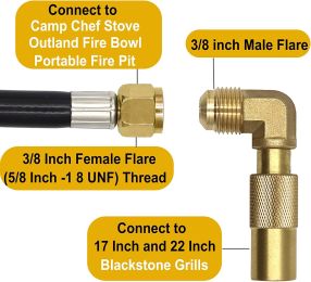 12FT RV Quick-Connect Propane Elbow Adapter with Extension Hose for Blackstone