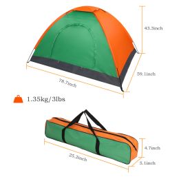 Free shipping 2-Person Waterproof Camping Dome Tent for Outdoor Hiking Survival Orange & Green YJ