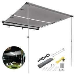 Car Side Awning with LED (Color: As Picture)