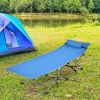 Folding Camping Cot with Side Storage Pocket Detachable Headrest